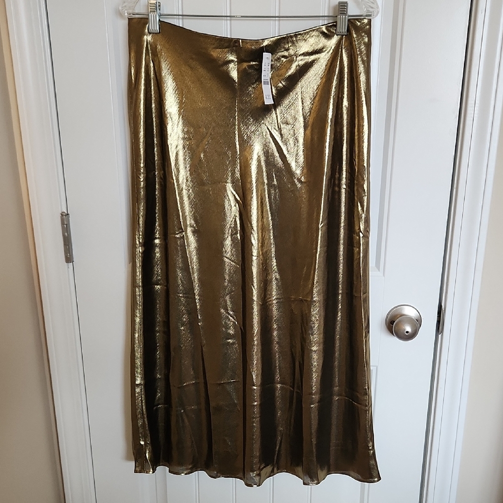 J. Crew Shimmering Metallic Gold Maxi Skirt